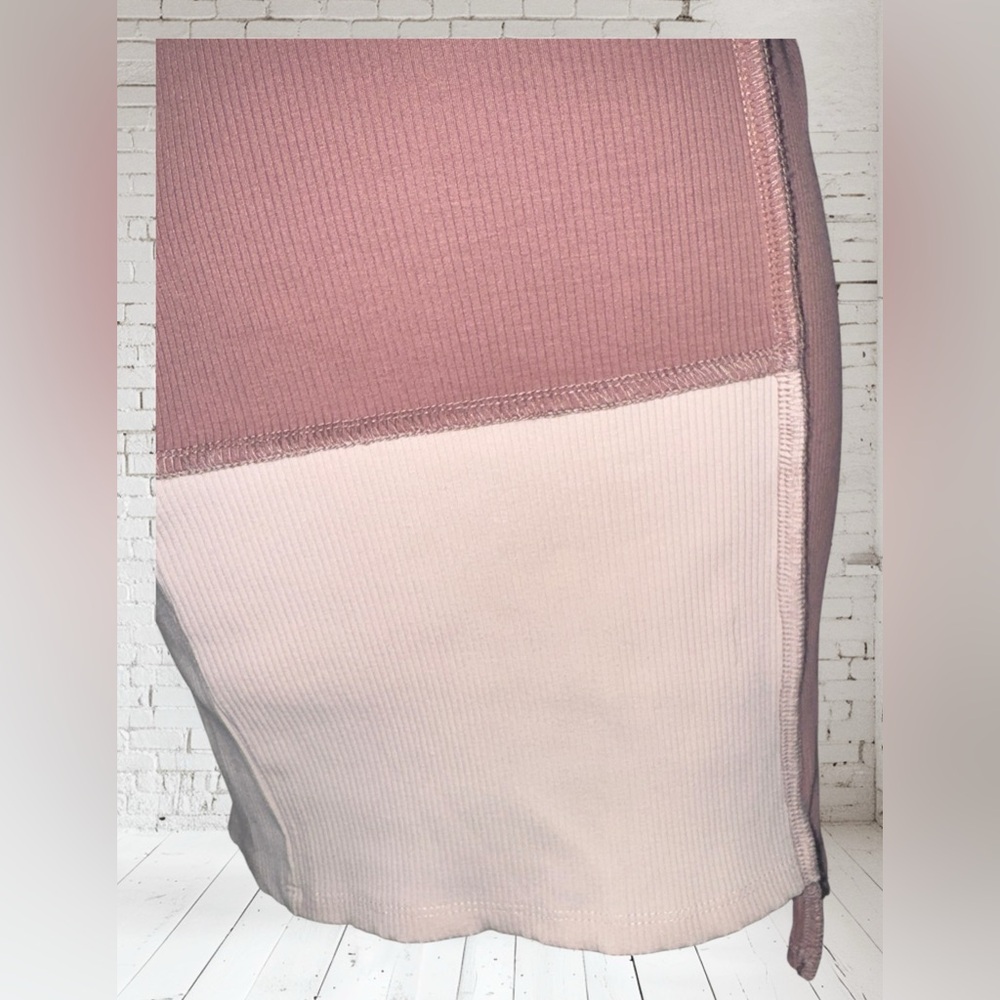 Square Rib Miniskirt in Oatmeal/Coco S NWT | Asymmetric Hem + Retro Texture - Picture 5 of 7